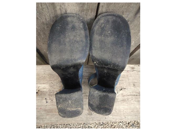 Autre Marque Zoccoli Vogliott in denim e pelle azzurro chiaro Blu chiaro - vista 5