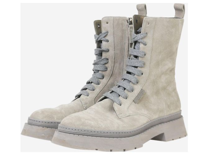 Brunello Cucinelli Botines de ante gris - talla EU 38,5 - vista 2