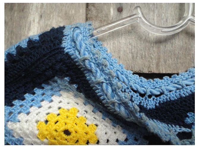 Autre Marque Wollponcho Gelb und Hellblau - Ansicht 3