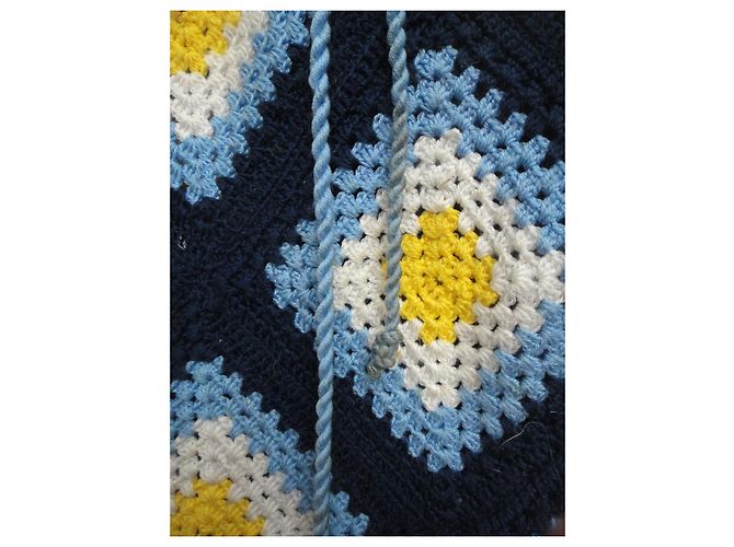 Autre Marque Wollponcho Gelb und Hellblau - Ansicht 4