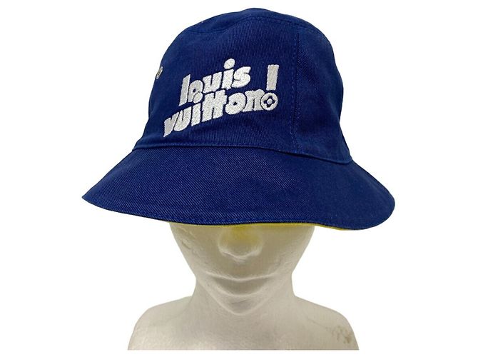 Cappello Bucket Everyday LV Bonnet MP3123 Louis Vuitton Blu Giallo - vista 4