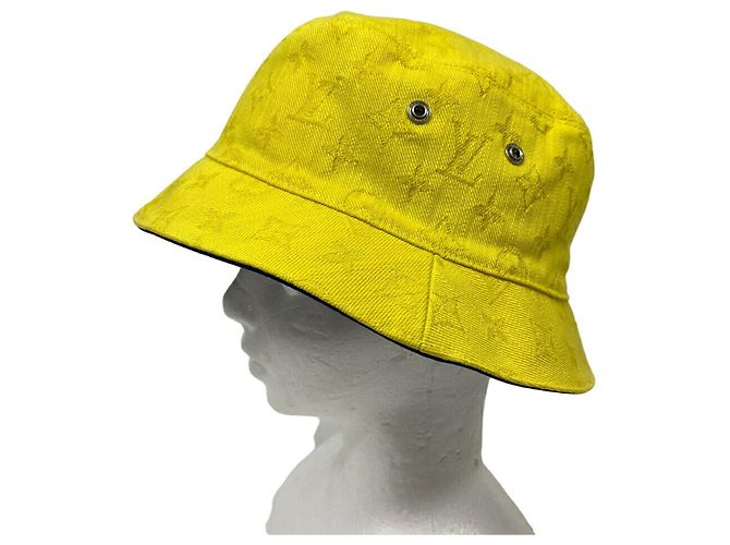 Cappello Bucket Everyday LV Bonnet MP3123 Louis Vuitton Blu Giallo - vista 8
