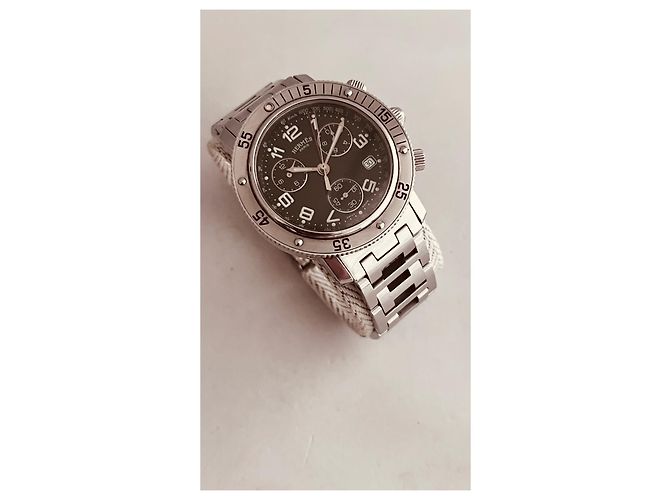 Relógio Hermès Clipper Chrono Aço Mostrador Preto - vista 2