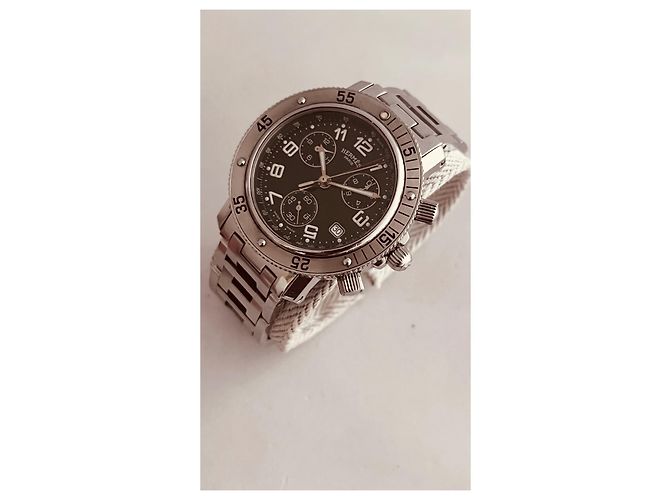 Relógio Hermès Clipper Chrono Aço Mostrador Preto - vista 3
