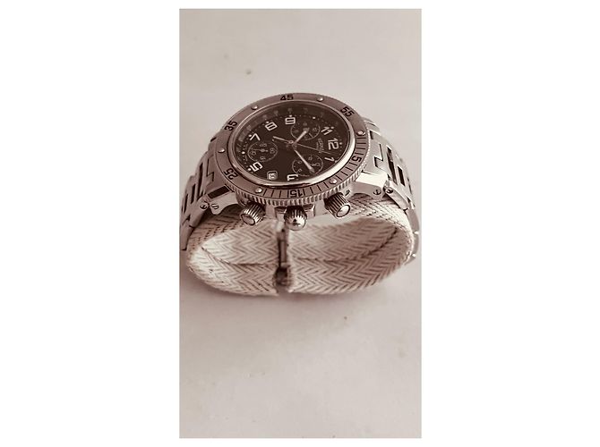 Relógio Hermès Clipper Chrono Aço Mostrador Preto - vista 4