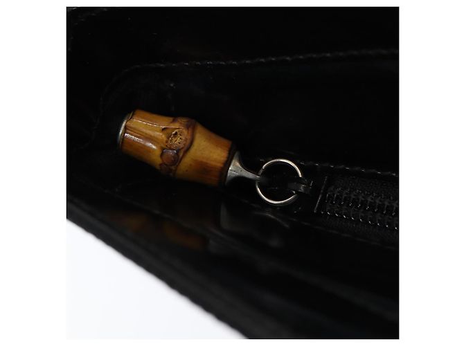 Borsa a mano in nylon nero GUCCI Bamboo Auth am6667 - vista 16