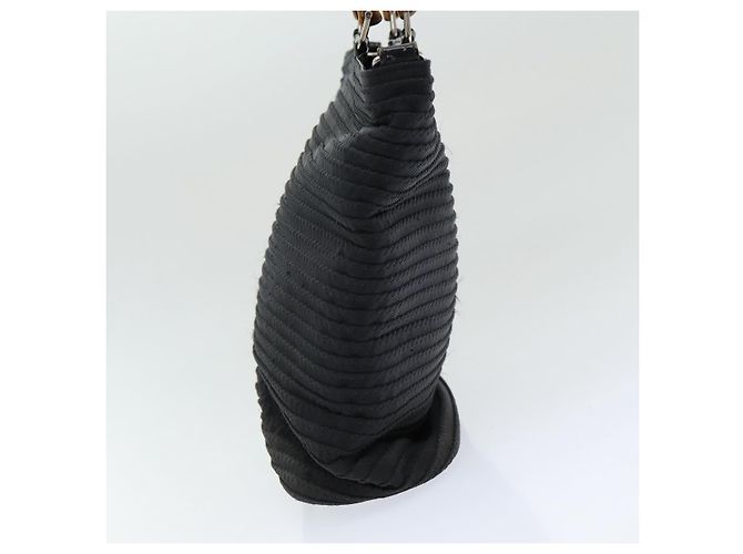 Borsa a mano in nylon nero GUCCI Bamboo Auth am6667 - vista 5
