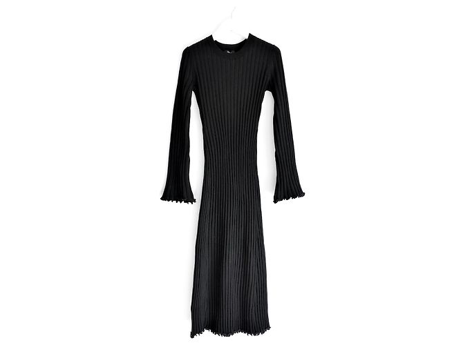 Autre Marque Schwarzes geripptes Strick-Midi-Kleid Marin von Rails - Ansicht 2