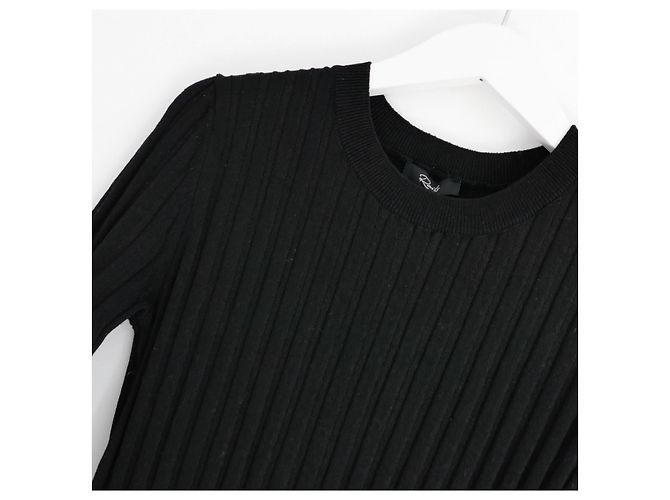 Autre Marque Schwarzes geripptes Strick-Midi-Kleid Marin von Rails - Ansicht 4