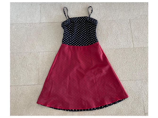 Vestido preto com bolinhas de marfim, algodão lycra, tamanho 36, Adolfo Dominguez Creme - vista 9