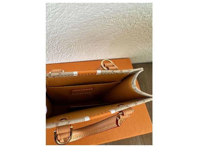Neverfull Louis Vuitton Petit Sac Plat Monopaname Beige Pelle - vista 11