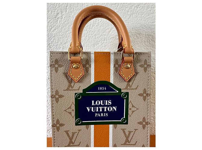 Neverfull Louis Vuitton Petit Sac Plat Monopaname Beige Pelle - vista 3