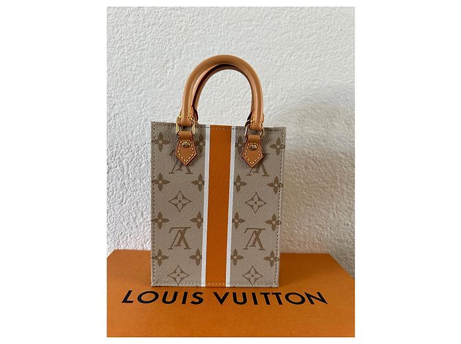 Neverfull Louis Vuitton Petit Sac Plat Monopaname Beige Pelle - vista 5