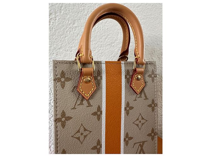 Neverfull Louis Vuitton Petit Sac Plat Monopaname Beige Pelle - vista 6