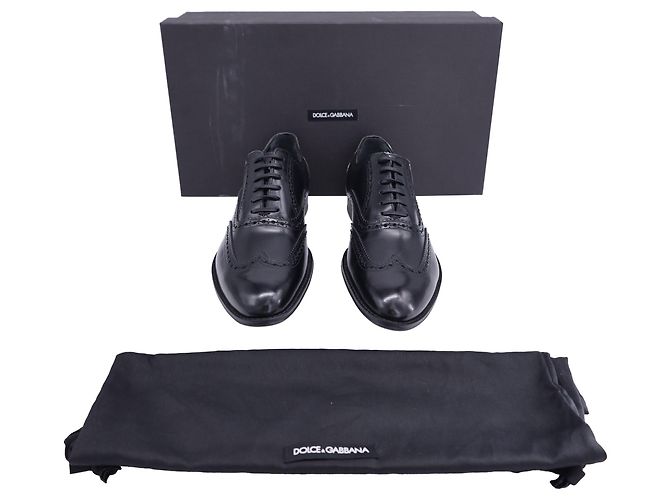 Scarpe Oxford Wingtip Dolce & Gabbana in pelle nera - vista 7
