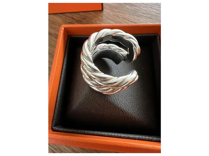 Hermès Anello Parade Intrecciato Argento - vista 3