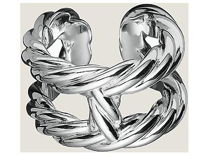 Hermès Anello Parade Intrecciato Argento - vista 5