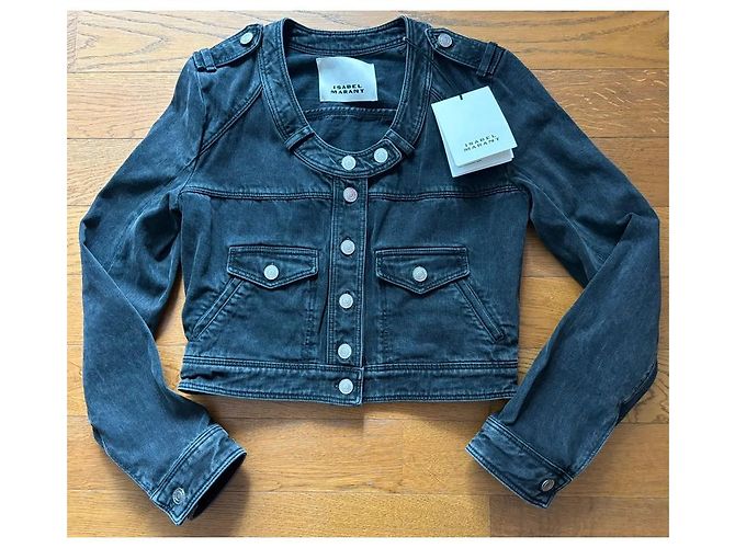 Giacca in denim Isabel Marant nero sbiadito Nocciola - vista 3