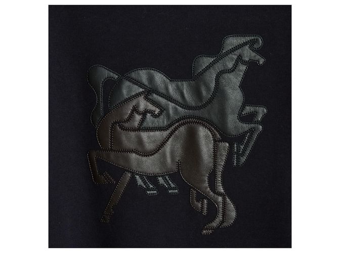 Hermès Mustangs Sweatshirt S Schwarz Leder Pferde Pullover Hermes - Ansicht 2