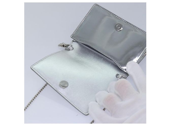 PRADA Bolsa de Ombro Poche Triângulo Painel Prata Auth 84299 - vista 19