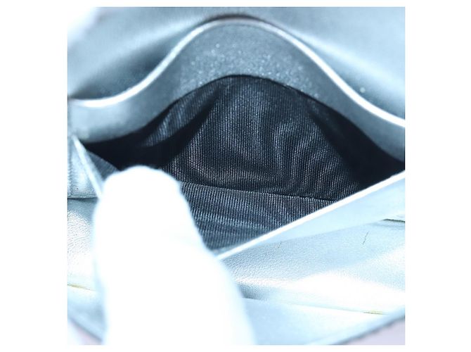 PRADA Bolsa de Ombro Poche Triângulo Painel Prata Auth 84299 - vista 24