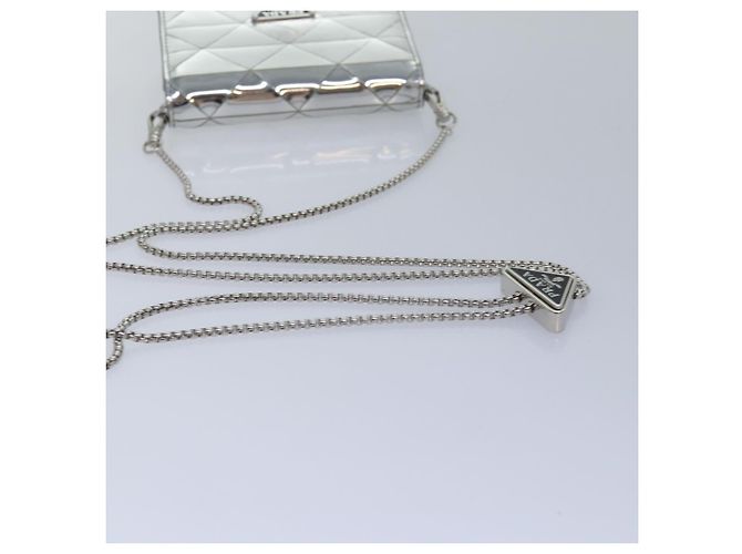 PRADA Bolsa de Ombro Poche Triângulo Painel Prata Auth 84299 - vista 7