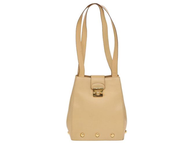 Borsa a spalla in pelle beige Salvatore Ferragamo Auth bs16284 - vista 2