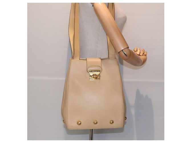 Borsa a spalla in pelle beige Salvatore Ferragamo Auth bs16284 - vista 21