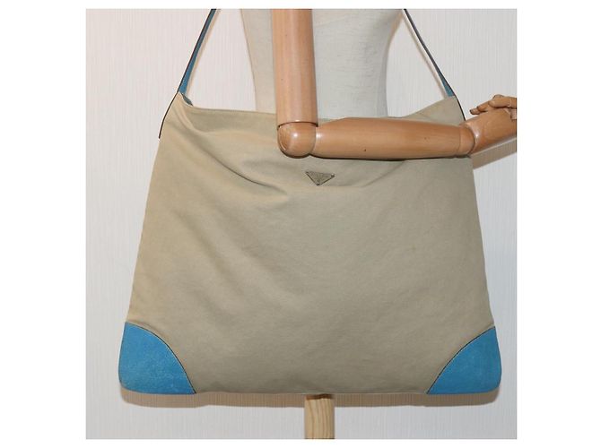 Borsa a Spalla PRADA in Tela Beige Auth ac3161 - vista 23