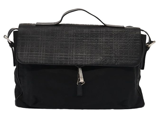 Borsa a mano in pelle nylon Burberry Nova Check 2 vie nera Auth bs16211 Nero - vista 13