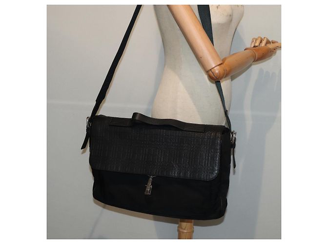 Borsa a mano in pelle nylon Burberry Nova Check 2 vie nera Auth bs16211 Nero - vista 25
