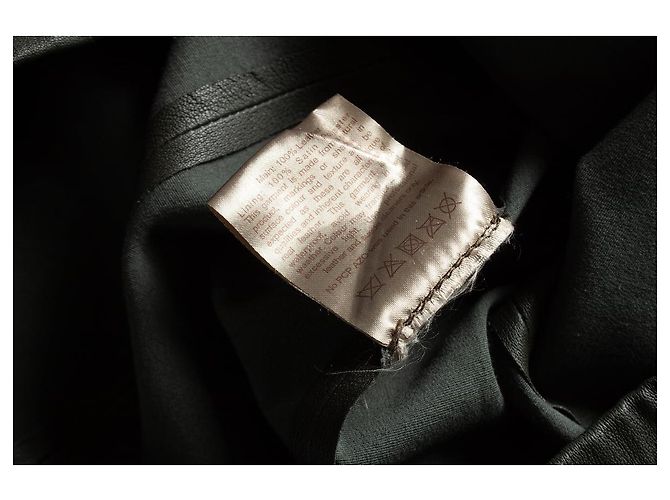 Autre Marque Falda de cuero caqui en ADN Verde - vista 5