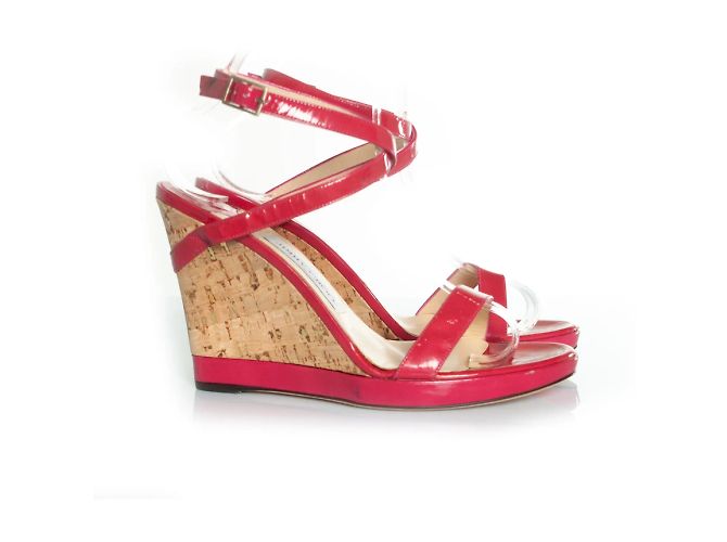 Jimmy Choo, fuchsia Sandale mit Korkabsatz Pink - Ansicht 6