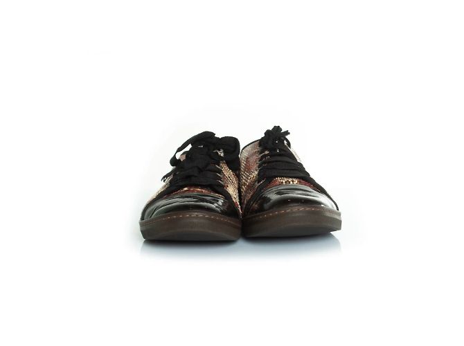 Lanvin, baskets en python avec bout en cuir verni Marron Noir - vue 4