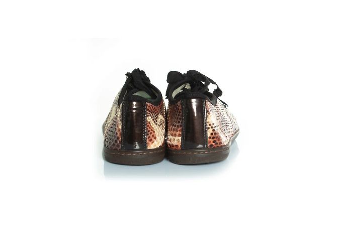 Lanvin, baskets en python avec bout en cuir verni Marron Noir - vue 6