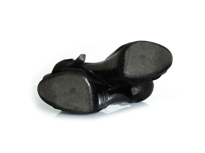 Fendi, Leder-Peeptoe-Plateausandalette Schwarz - Ansicht 7