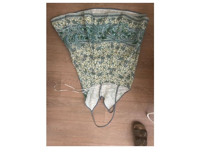 Zimmermann Mini de lino con estampado paisley Ottie Swing Verde oscuro - vista 3