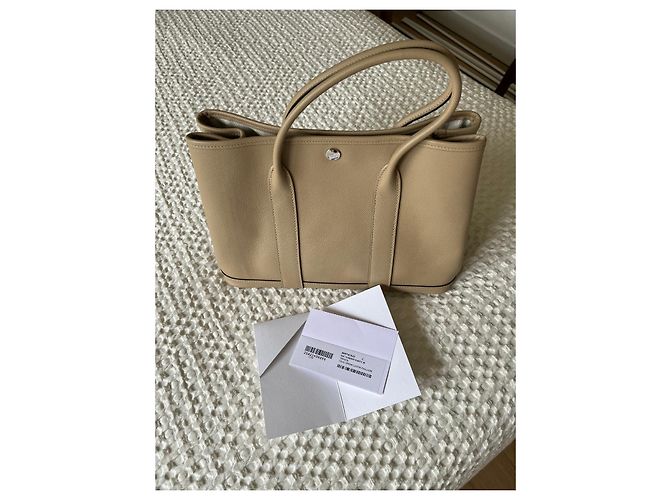 Hermès Garden Party 30 Beige in Pelle Epsom - vista 3