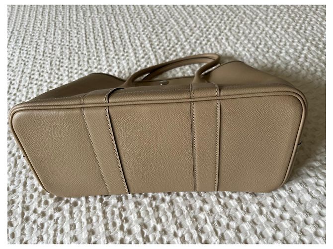 Hermès Garden Party 30 Beige in Pelle Epsom - vista 8