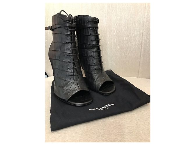 SAINT LAURENT Botines T.EU 38.5 Cuero Negro - vista 2