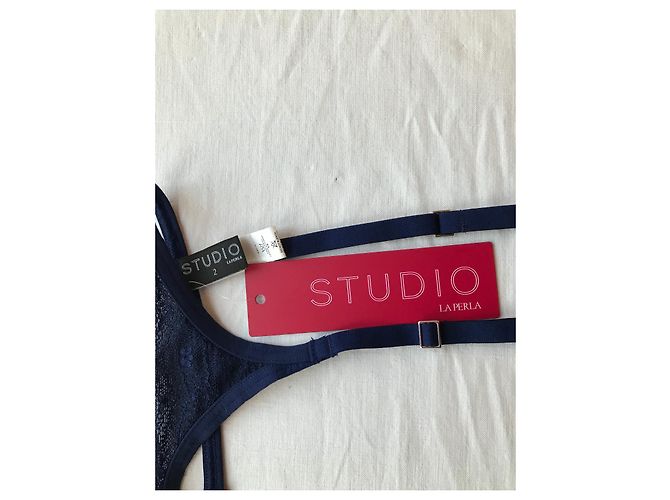 Garter belt blu navy 40 FR La Perla - vista 4