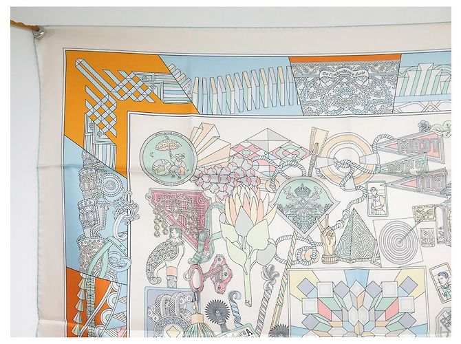 Hermès NOVE LENÇOS HERMES DA SOMBRINHA AO DUEL QUADRADO 90 DUPLO LADO + CAIXA DE LENÇO Branco - vista 13