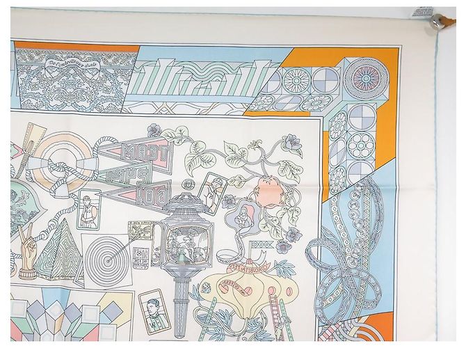 Hermès NOVE LENÇOS HERMES DA SOMBRINHA AO DUEL QUADRADO 90 DUPLO LADO + CAIXA DE LENÇO Branco - vista 14