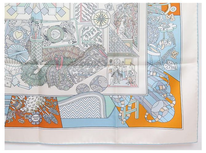 Hermès NOVE LENÇOS HERMES DA SOMBRINHA AO DUEL QUADRADO 90 DUPLO LADO + CAIXA DE LENÇO Branco - vista 15