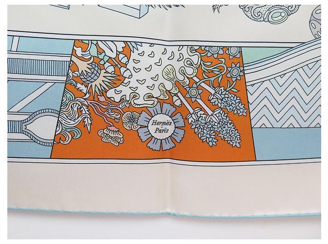 Hermès NOVE LENÇOS HERMES DA SOMBRINHA AO DUEL QUADRADO 90 DUPLO LADO + CAIXA DE LENÇO Branco - vista 17