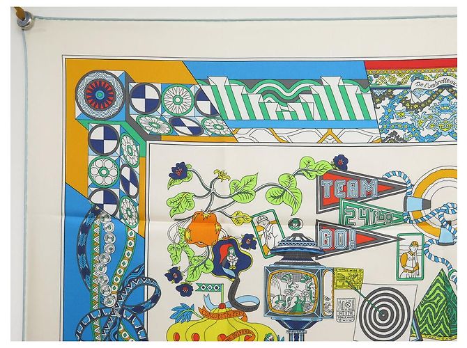 Hermès NOVE LENÇOS HERMES DA SOMBRINHA AO DUEL QUADRADO 90 DUPLO LADO + CAIXA DE LENÇO Branco - vista 2
