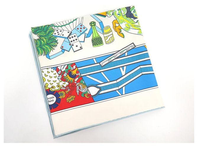Hermès NOVE LENÇOS HERMES DA SOMBRINHA AO DUEL QUADRADO 90 DUPLO LADO + CAIXA DE LENÇO Branco - vista 8