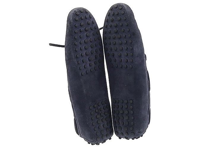 Mocassini in suede blu navy foderati in pelliccia Tod's - vista 6