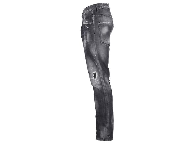 Jeans dritti strappati Dsquared2 in cotone nero - vista 2
