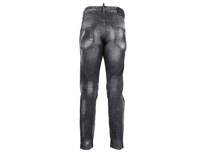 Jeans dritti strappati Dsquared2 in cotone nero - vista 3